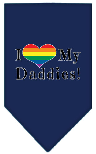 I Heart my Daddies Screen Print Bandana Navy Blue Small